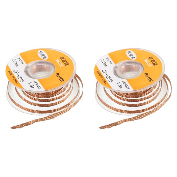 Solder Wick Braid No Clean Desoldering Wick Braid 0.08 Inch x 4.92 Feet for Electrical Components 2 Pack
