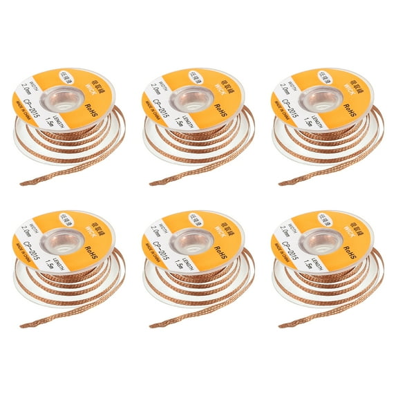Solder Wick Braid No Clean Desoldering Wick Braid 0.08 Inch x 4.92 Feet for Electrical Components 6 Pack