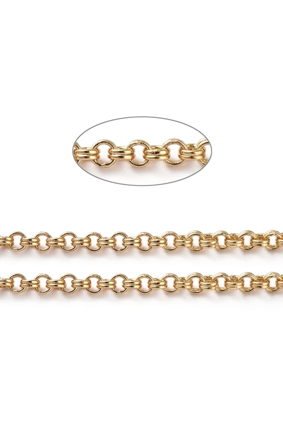 Soldered Brass Chains Belcher Chain Long-Lasting Plated with Spool Real 18K golden Plated 2x1mm about 16.4 Feet(5m)/roll