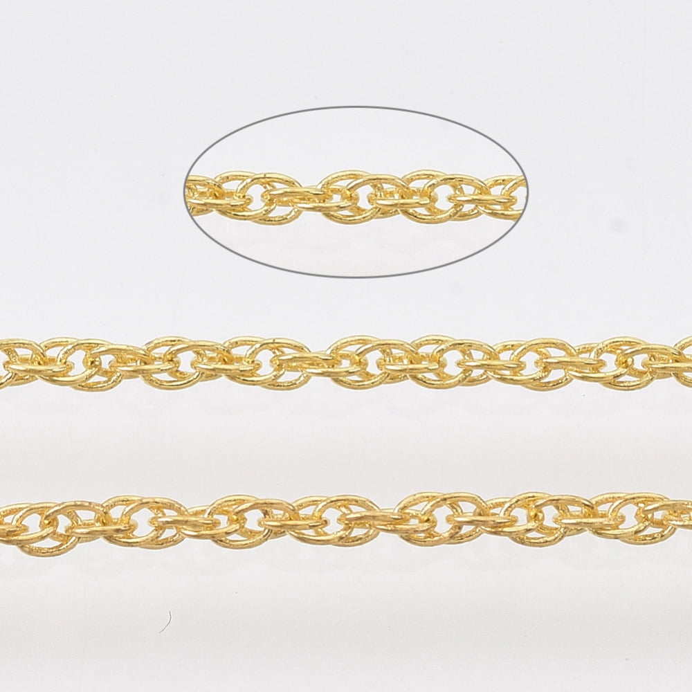 Soldered Brass Coated Iron Rope Chains with Spool Golden 2x1.4x0.3mm 39 ...