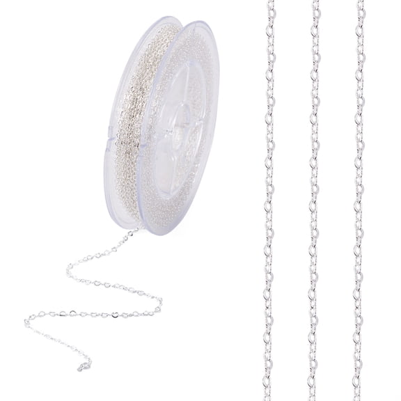 Soldered Brass Heart Chains Cadmium Free Nickel Free Lead Free with Spool Silver color Plated 1.8x2.4x0.4mm 39.37 Feet(12m)/roll