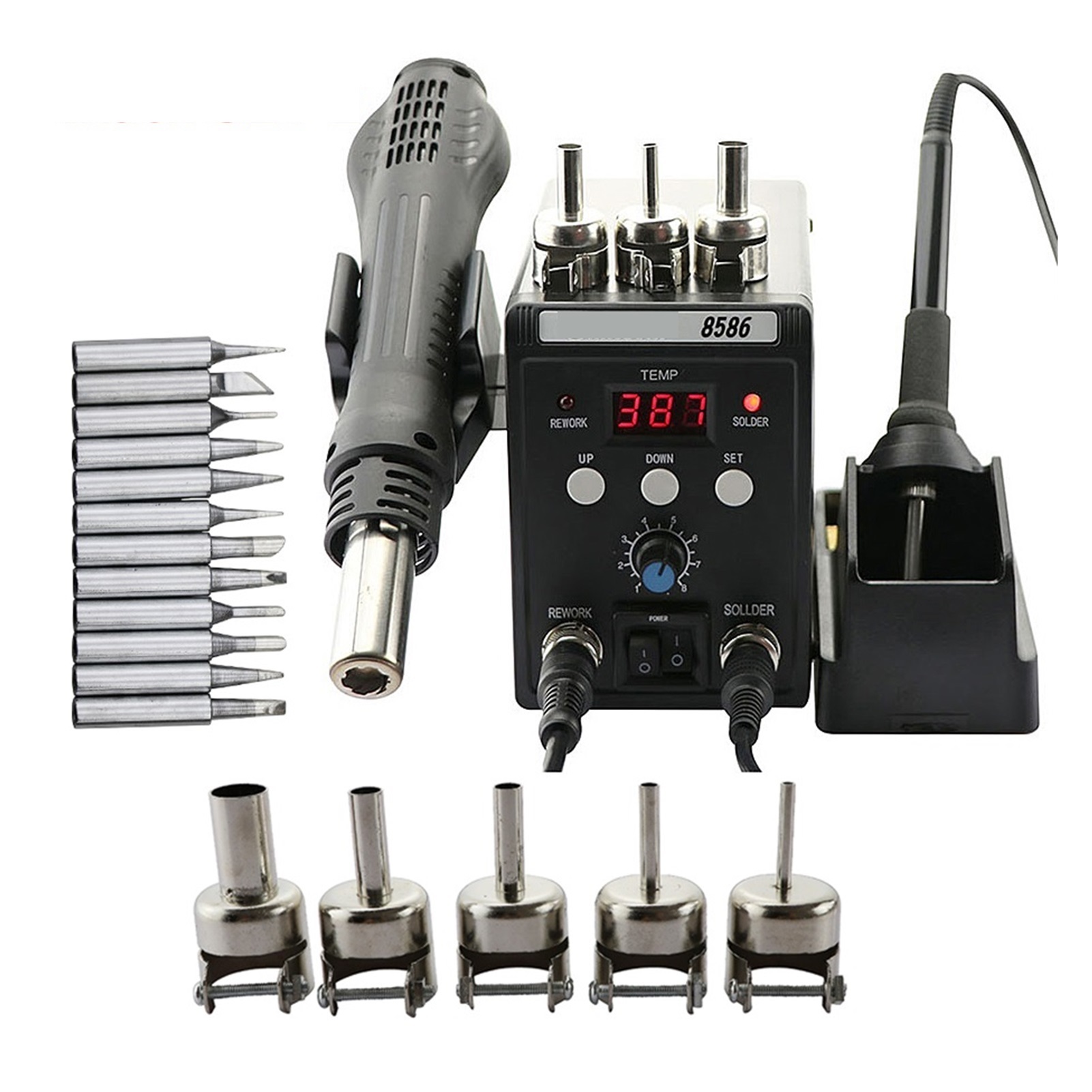 Soldering Desoldering Station 8586 2in1 Digital Display Hot Air Heat