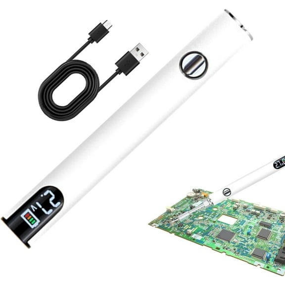 Soldering Iron - 650mAh USB Rechargeable Pen-Shaped Design Soldering Iron with 4 Connectors & Charging Cable, LED Digital Display - 2.7V, 3.7V, 4.2V Electric Adjustable Temperature Soldering Kit