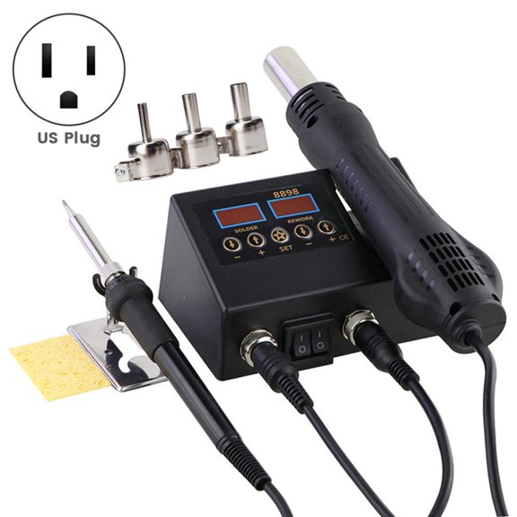 Soldering Iron Hot Air 2-In-1 BGA Rework Solder Station Desoldering Repair for Cell-Phone PCB IC Welding Tools US Plug