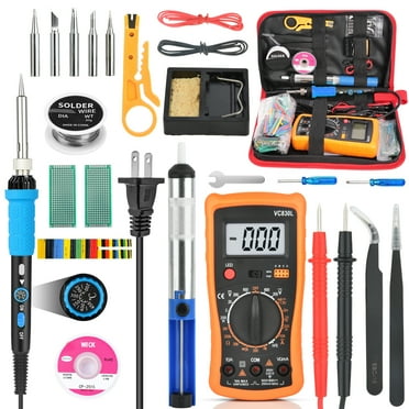 Soldering Iron Kit, 60W Adjustable Temperature Soldering Iron with Digital Multimeter, 23 PCS Soldering Iron Pen Set Welding Tool