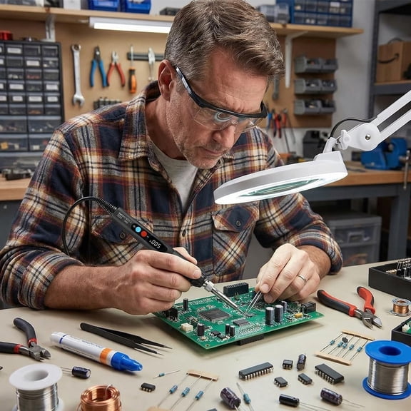 Soldering Iron Kit, 60W LED Display Soldering Gun with Ceramic Heater, 12-in-1 Adjustable Temperature Tool Kit Includes Tips, Solder Wire, Flux Paste, Pump, and Case for DIY& Electronic Repairs$$