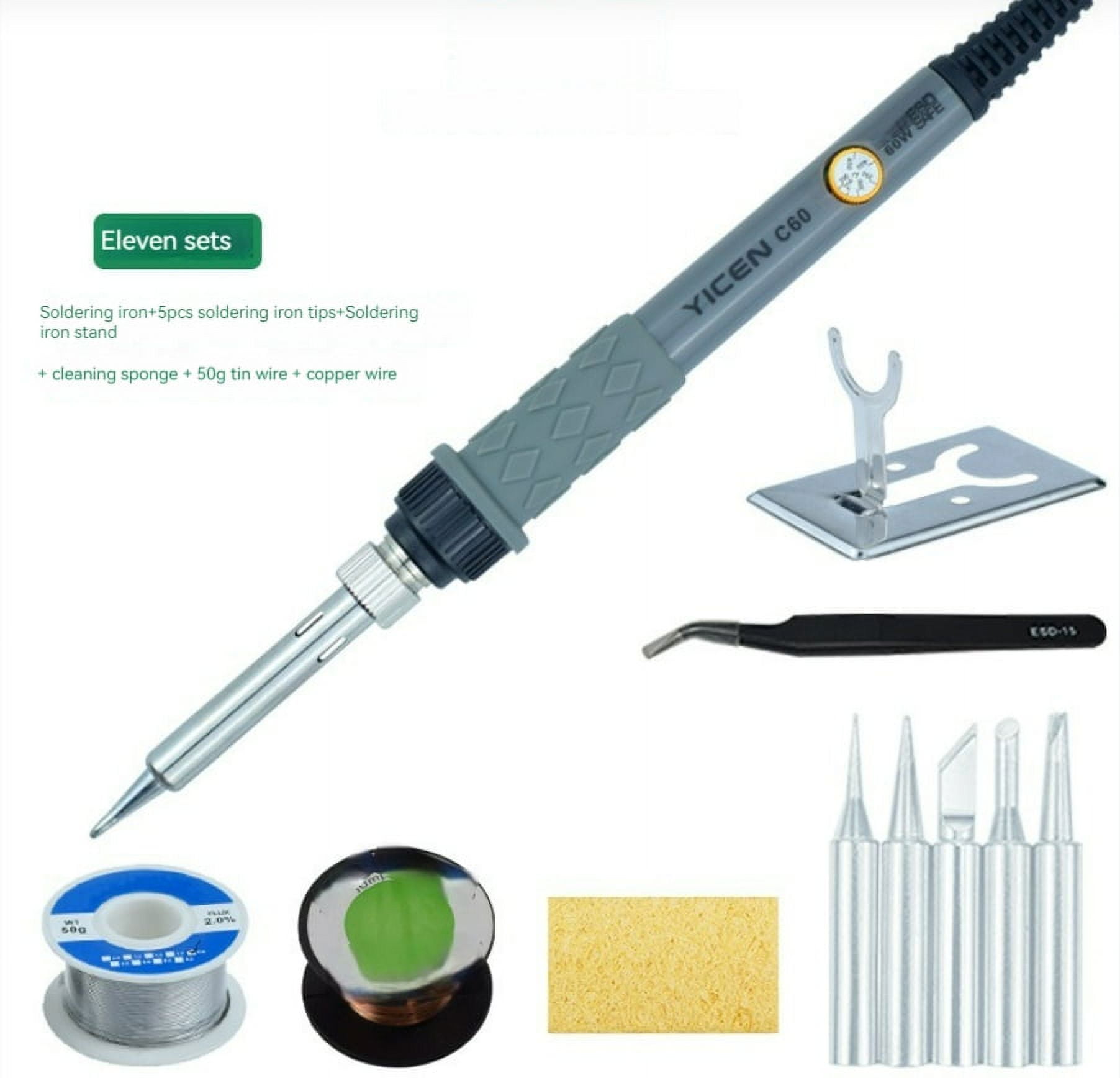 Soldering Iron Kit 60W with Ceramic Heater Soldering Iron Kit 11Piece