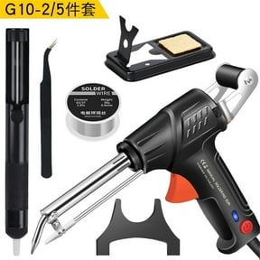Soldering Iron Kit, 80W 110V Automatic Soldering Gun with Ceramic Heater, 8-in-1 Fast Heating Soldering Kit Includes Iron Tips, Solder Wire, Desoldering Pump, Tweezers for Repairs and DIY (Black)