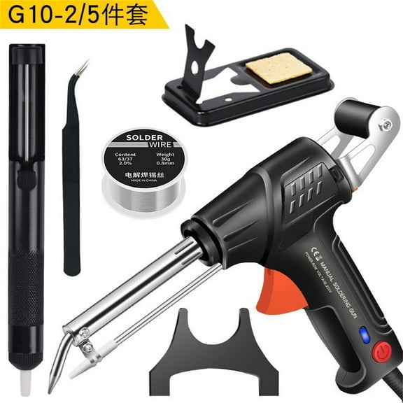 Soldering Iron Kit, 80W 110V Automatic Soldering Gun with Ceramic Heater, 8-in-1 Fast Heating Soldering Kit Includes Iron Tips, Solder Wire, Desoldering Pump, Tweezers for Repairs and DIY (Black)