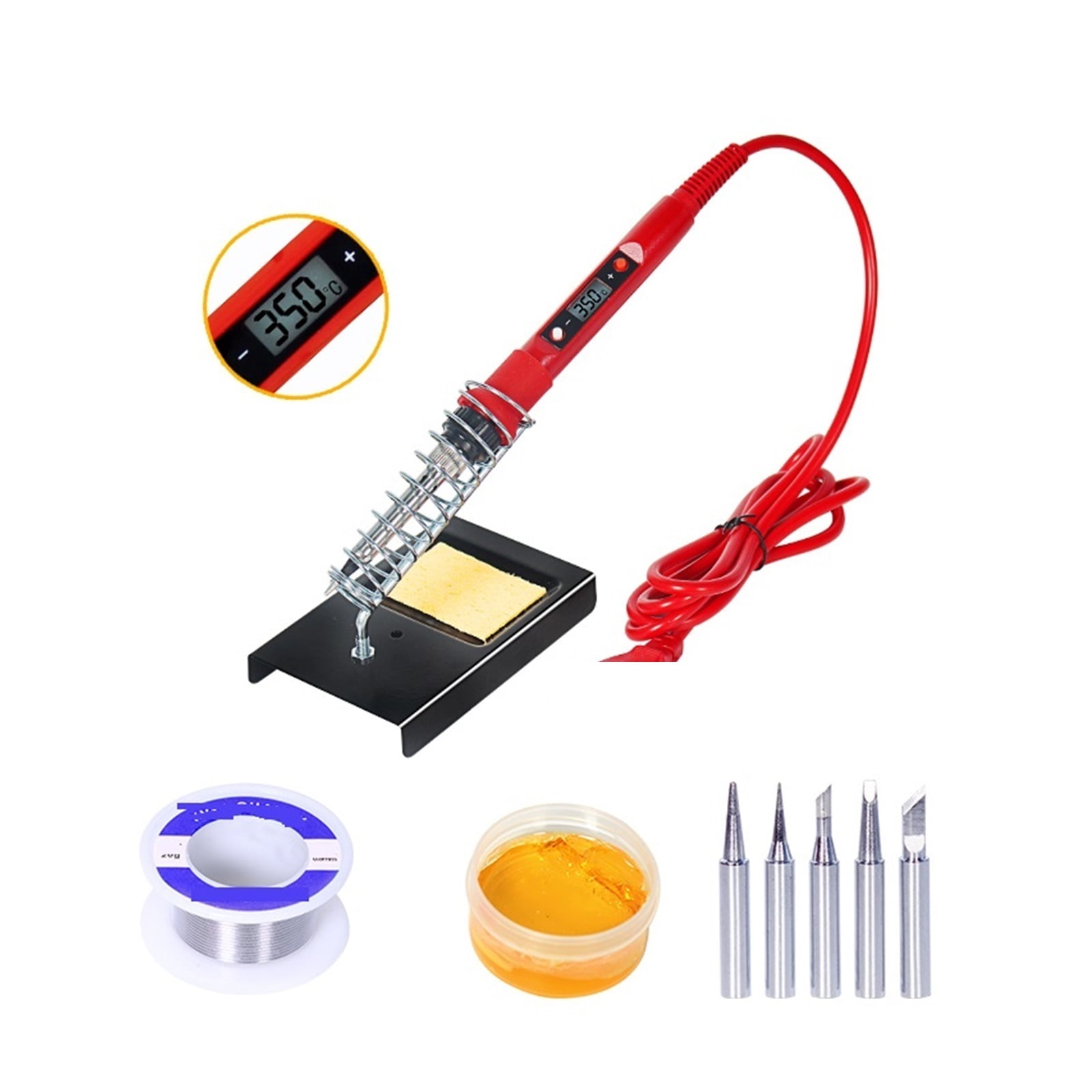 Soldering Iron Kit,80W Adjustable Temperature Soldering Iron Kit With ESD Heat Insulation Working Mat Welding Tool Kit ,Portable