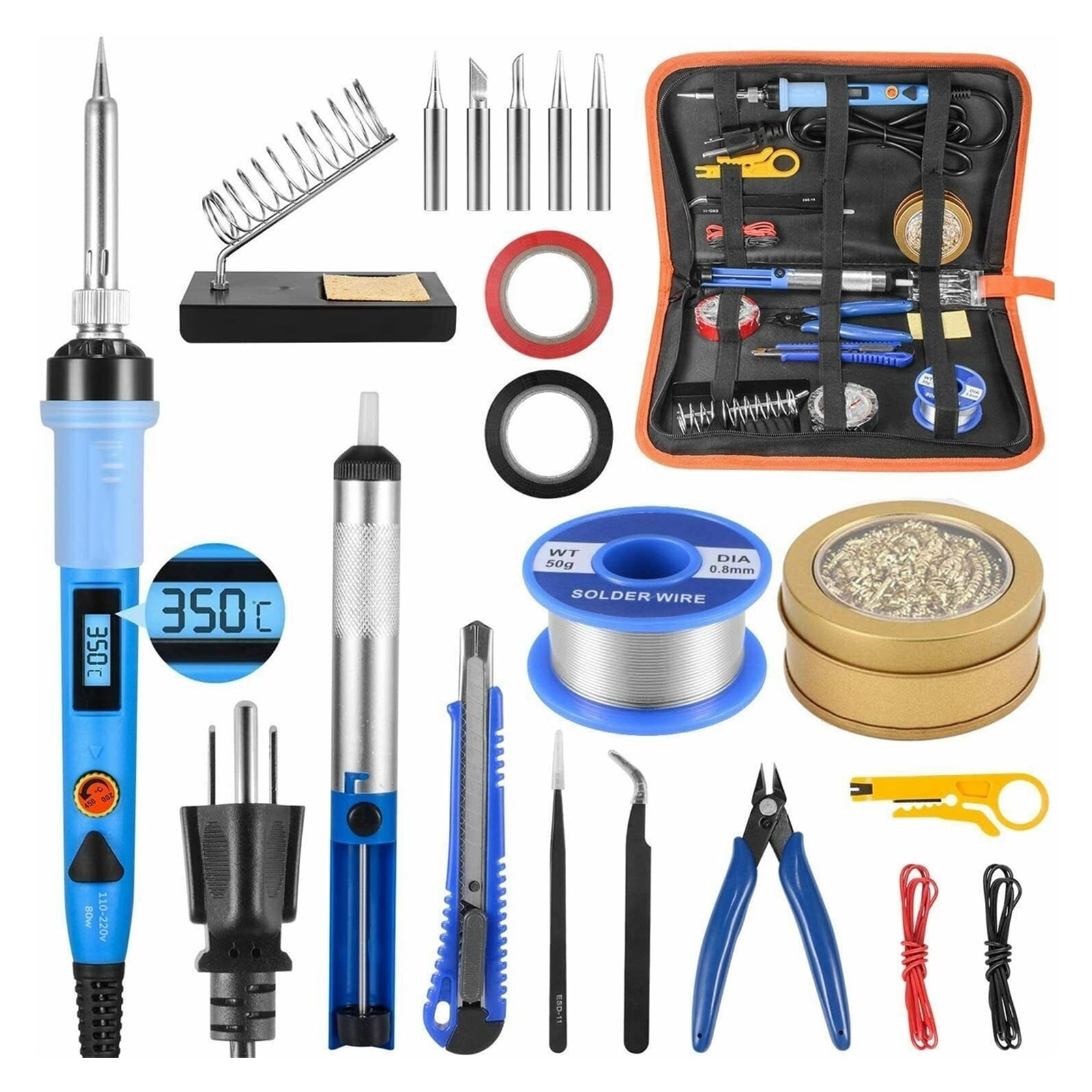 Soldering Iron Kit 80W LCD Adjustable Temp Welding Tool Desoldering