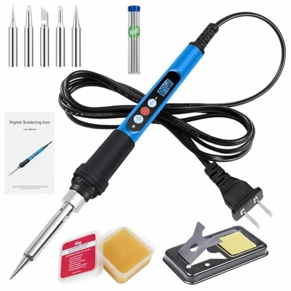 Soldering Iron Kit,90W 110V Fast Heat up LCD Digital Soldering Gun kit with Ceramic Heater,10 in 1 Adjustable Temperature Soldering Kit with Automatic Sleep Mode