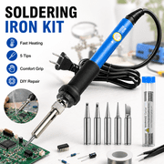 USTOP Soldering Iron Kit Electric 60W 110V Adjustable Temperature Soldering Gun Welding Tools, 5pcs Replacement Tips and Solder Wire Tube Basic