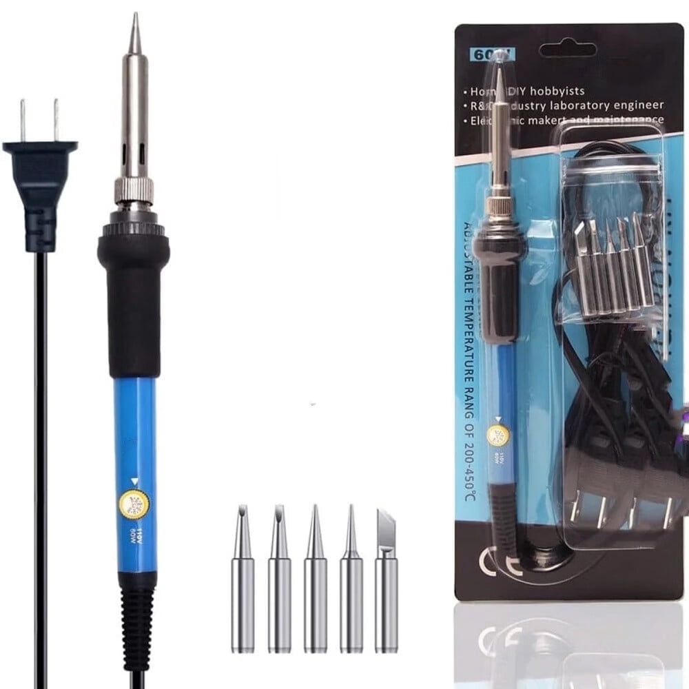 110 Sodder Soldering Iron Kit Electric 60W 110V Adjustable Temperature Soldering ...