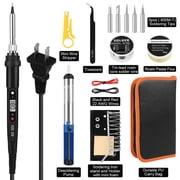 Soldering Iron Kit Electronics, 80W Soldering Iron, 5 Soldering Iron Tips, 17-in-1 Adjustable Temperature, Solder Wire, Stand, Desoldering Pump, Soldering Welding Iron Kit for Electronics Hobby DIY