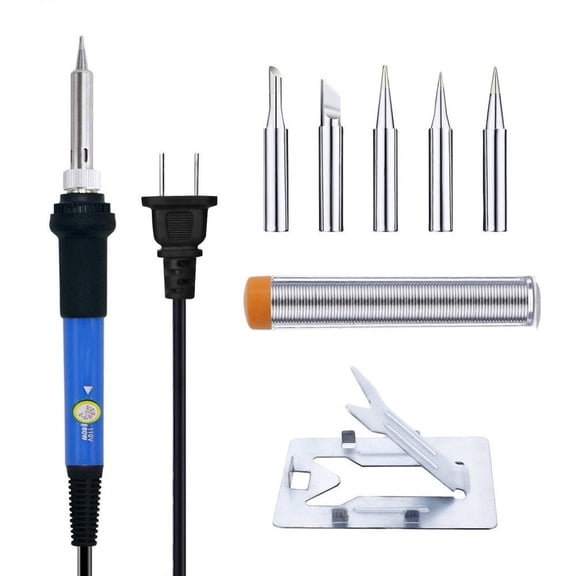 Soldering Iron Kit Electronics - Adjustable Temperature Solder Iron AC110V 60W with 5Pcs Different Solder Tips,Soldering Stand,Solder Wire for Variously Electronic Repair