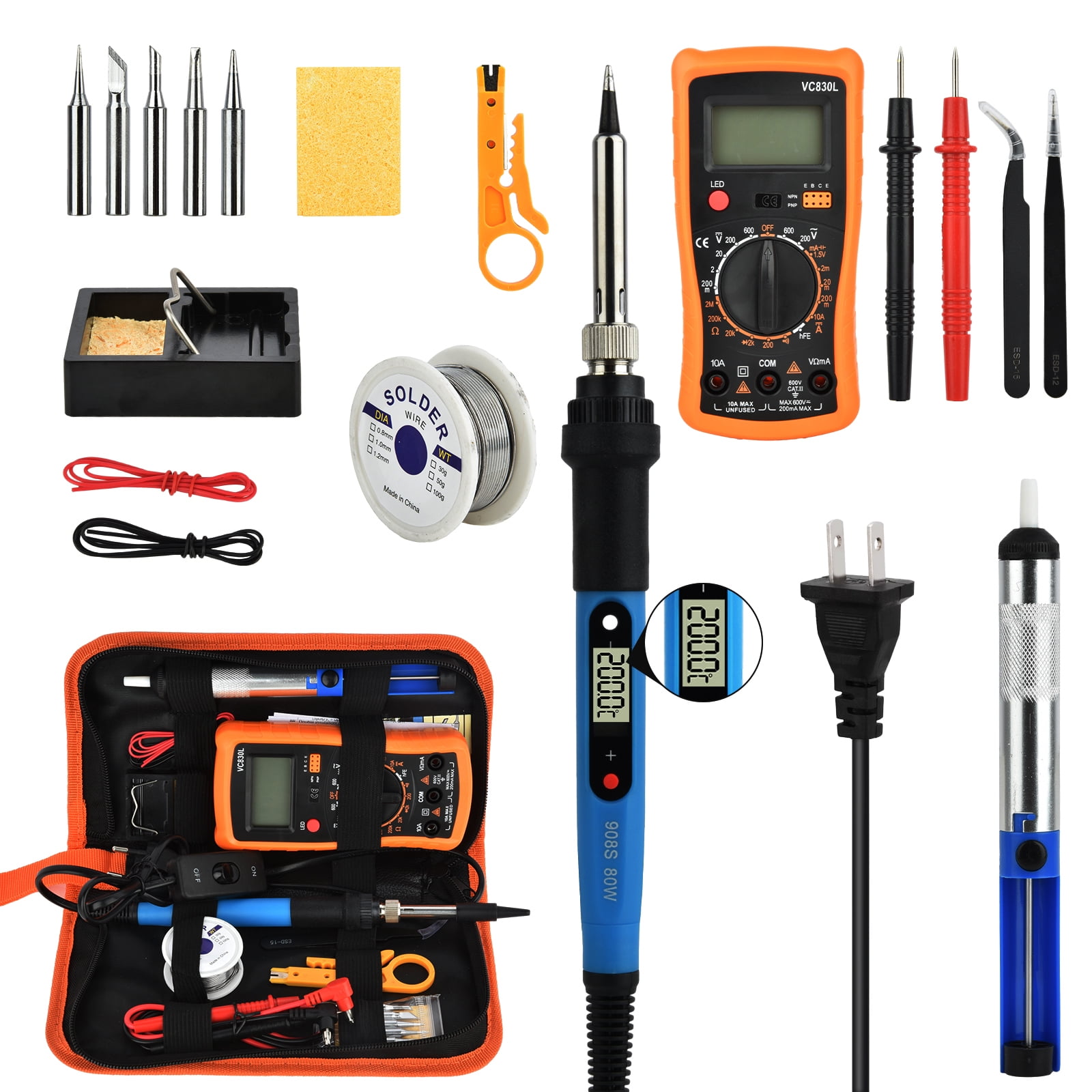 Complete Kit for Solder Art Jewelry with Choice Soldering Iron, TEMP  Control, Stand, Solder, Big Mix Copper Foil, Glass 