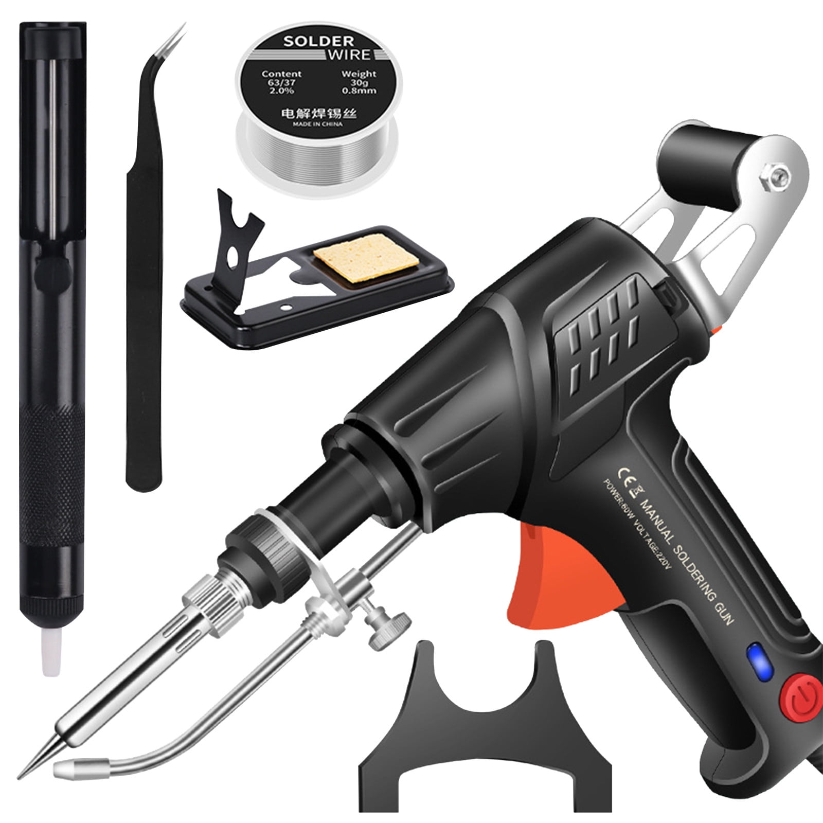 Soldering Iron Kit, Soldering Iron Kit with Adjustable Temp 180-520°C,ON/OFF Button,80W LED Digital Internal Heat Soldering Gun,Auto Send Tin Soldering Kit for Electronics Welding Repair(Black)