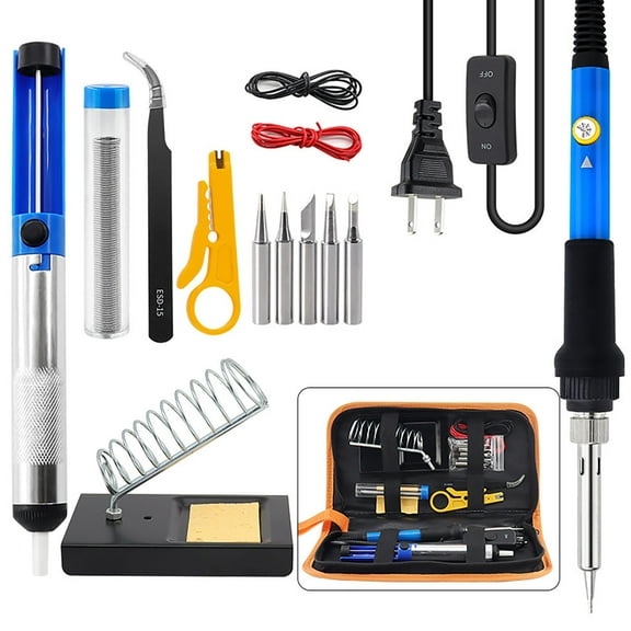 Soldering Iron Kit with Constant Temperature Tool, 60W Power, 200℃ - 450℃ Adjustable Temp, ESD-15 Tweezer, 900M Series Stand