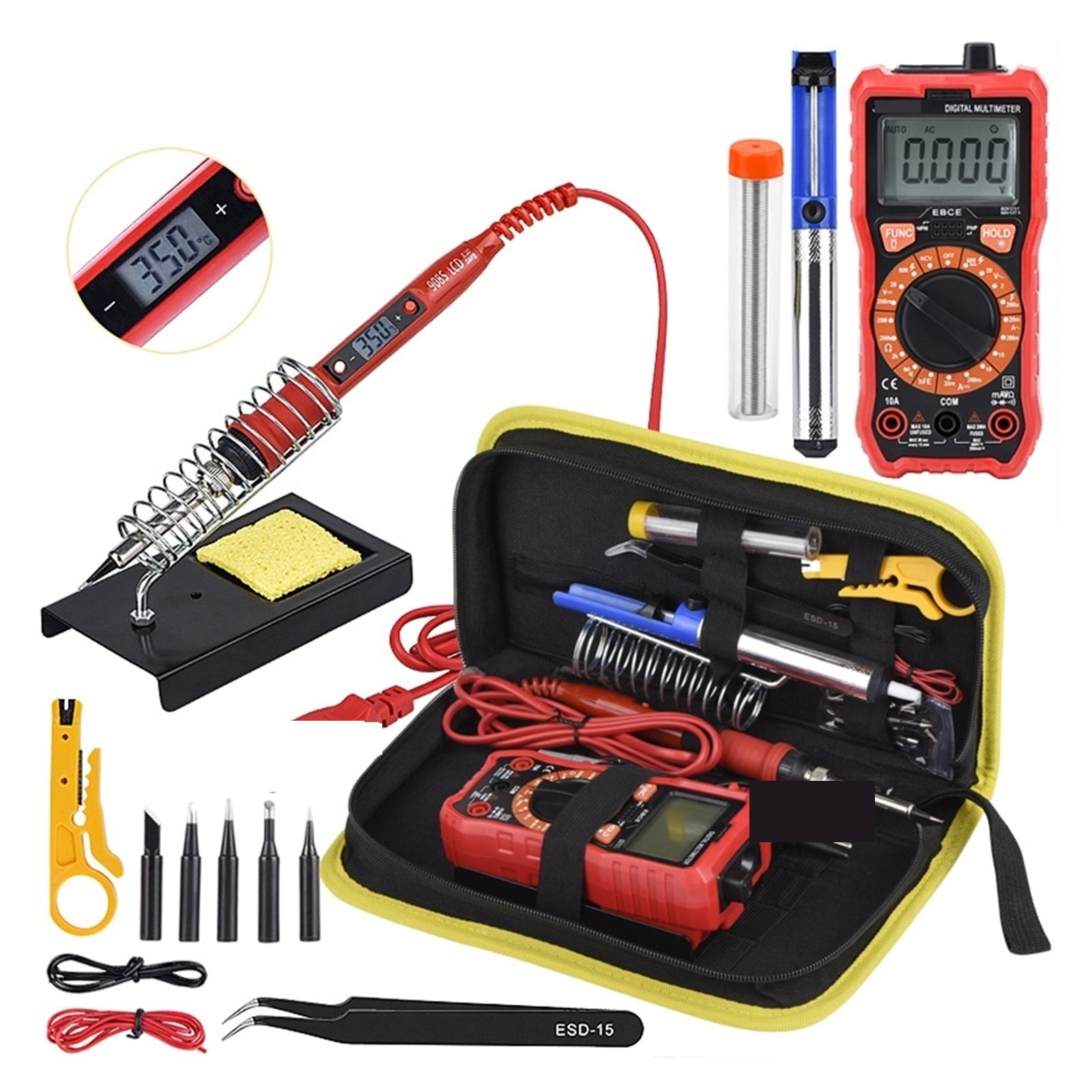 Soldering Iron Kits,80W Adjustable Temperature Digital Multimeter Auto RangingLCD,solder Iron Tips Welding Rework Tools ,Wide Applications
