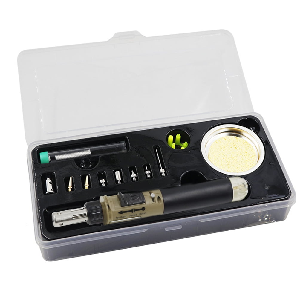 Soldering Iron Set,12 in 1 Cordless Butanes Gas Soldering Iron Temperature Adjustable Welding Torches Tool
