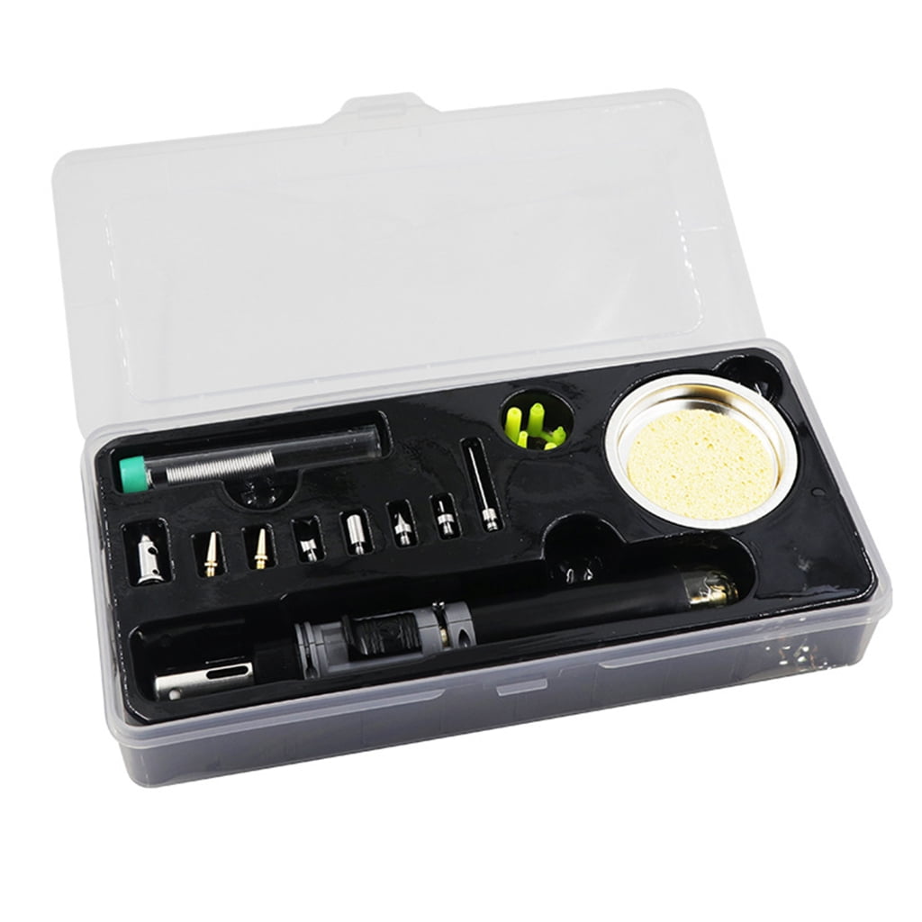 Soldering Iron Set,12 in 1 Cordless Butanes Gas Soldering Iron Temperature Adjustable Welding Torches Tool