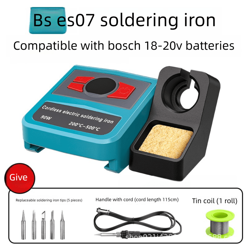 Soldering Iron Station Compatible with Bos*ch 18V Battery, Cordless Soldering Iron Kit with LCD Display, Battery Powered Soldering for DIY, Appliance Repair (Tools Only)