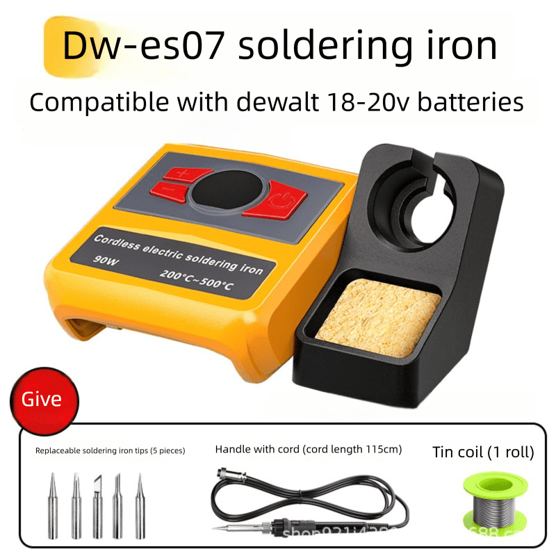 Soldering Iron Station Compatible with De*walt 20V Battery, Cordless Soldering Iron Kit with LCD Display, Battery Powered Soldering for DIY, Appliance Repair (Tools Only)