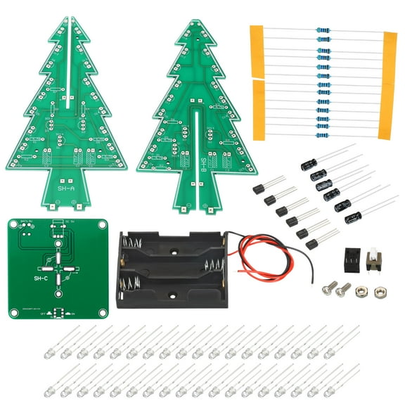 Soldering Practice Board, 1 Set Electronics Kit Prototype PCB Board DIY Circuit LED Christmas Tree 7 Color, 5V
