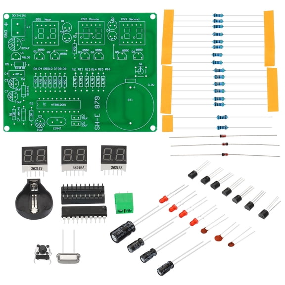 Soldering Practice Board, 2 Set Electronics Kit Prototype PCB Board DIY Digital Alarm Clock , 512V