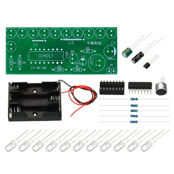 Soldering Practice Board, 2 Set Electronics Kit Prototype PCB Board DIY Welding Circuit Voice Control LED Light, 412V