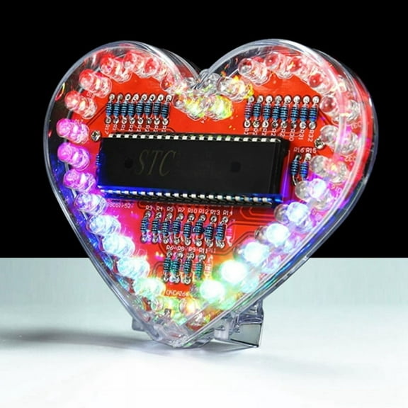 Soldering Practice Kit, Heart Shaped LED Light Soldering Project RGB LED DIY Electronic Kit for Beginners Student STEM