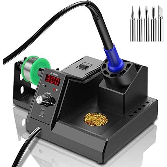 Soldering Station, 110V 80W Digital Soldering Iron Kit with Smart Temperature Control (176F-896F), Auto Standby Sleep Solder Station for School Lab, Hobby, Electronics (80W Black)