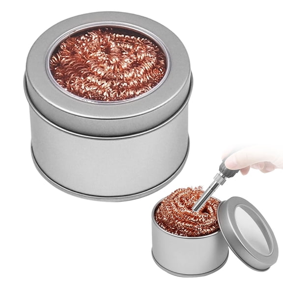 Soldering Tip Cleaner with Brass Wire Sponge, Soldering Iron Tip Cleaning Tool in Stainless Steel Holder with Lid, Quick Tin Removal Solder Tip Cleaner for Soldering Iron Maintenance