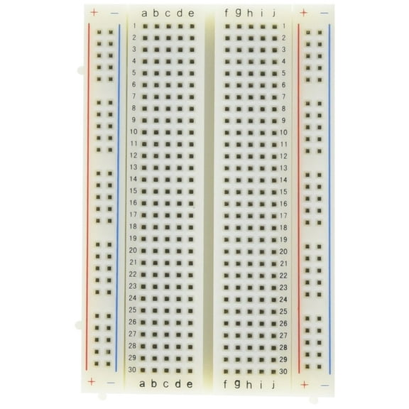 Solderless Breadboard, 400 Tie-Points, 2 Power Rails, 3.3 x 2.1 x 0.3 Inches