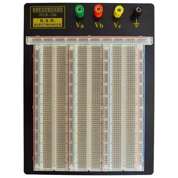 Solderless Clear Breadboard - 2,390 Tie Points, 4 Binding Posts, 9.4" x 7.7"