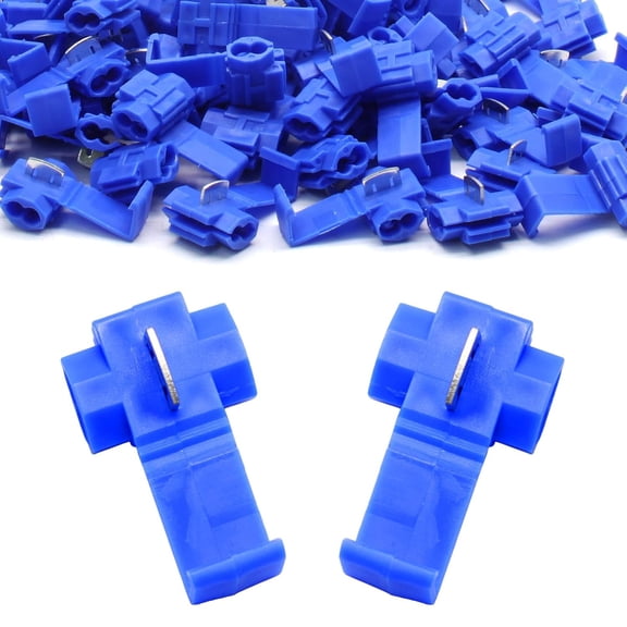 Solderless Quick Snap Fastener Type Wire Connector, 18-14 Cold Press Insulated Wire Locking Crimp, Dual Circuit Cable Connector Terminal Snap Fastener - 120pcs Blue