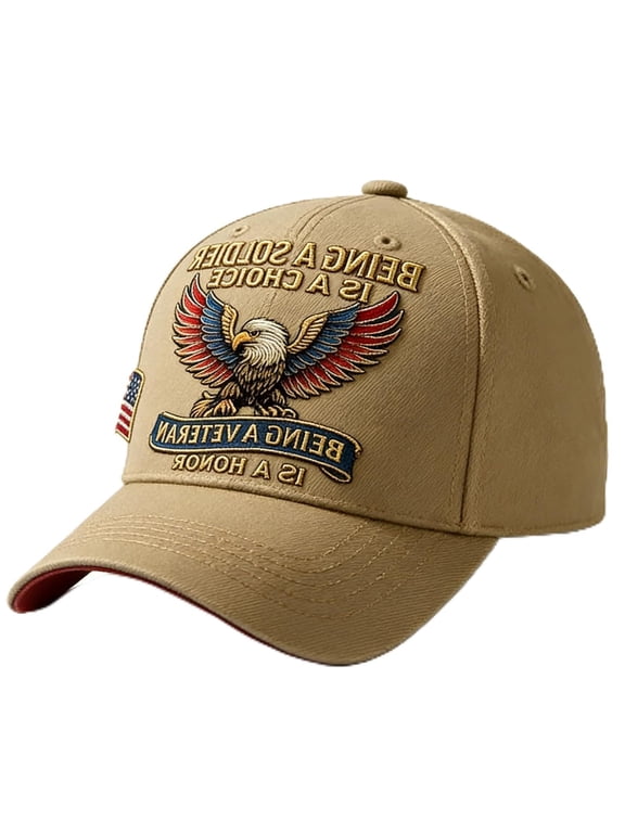 Being a Soldier Is a Choice Being a Veteran Is an Honor Hat, US Veteran Patriotic Baseball Cap with Bald Eagle Embroidery, Adjustable Military Veteran Hat