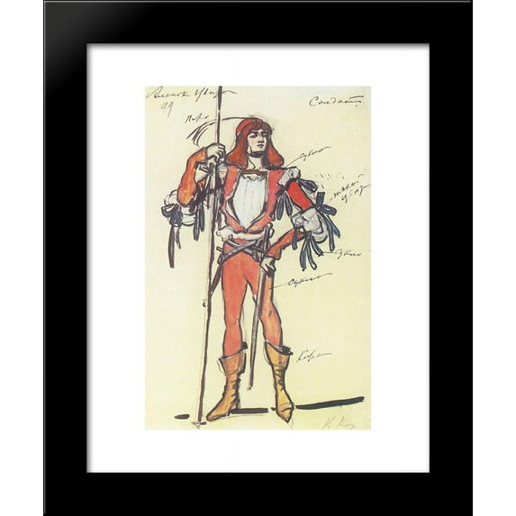 Soldier.Costume design for Gartman`s ballet 20x24 Framed Art Print by Konstantin Korovin