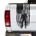 thumbnail image 1 of Soldier Enlisted Man Fighter U.S. Army USMC USAF Distressed American USA US Flag Truck Tailgate Vinyl Decal Fits Most Pickup Trucks Veteran Retired Military Sticker … (11" x 20", Black), 1 of 8