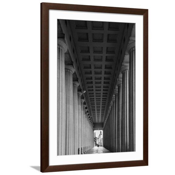 Art.com Soldier Field Colonnade Chicago BW Photographic Print by Steve Gadomski, Brown Frame Wall Art, 32" x 44"