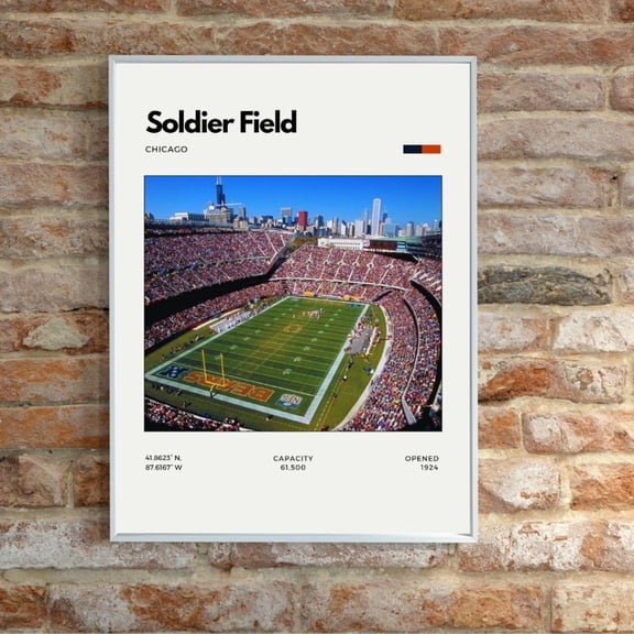 Soldier Field Print Chicago Bears Stadium, Unframed Poster
