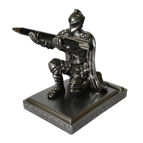 Soldier Knight Desk Organizer - Style Pen Holder & Phone Stand, Cool Office Accessory Gift for Men - Executive Home Office Decor -