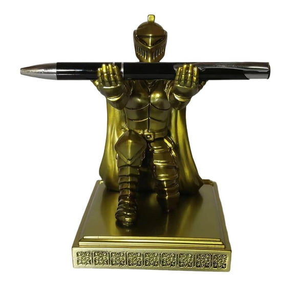 Soldier Knight Desk Organizer - Style Pen Holder & Phone Stand, Cool Office Accessory Gift for Men - Executive Home Office Decor -