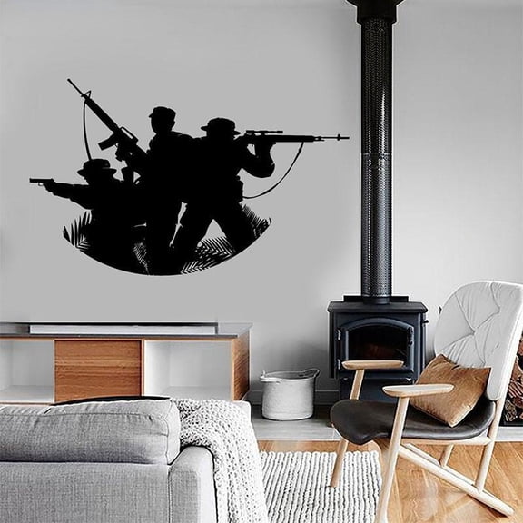 Soldier Military Modern War Army Teamwork Wall Sticker Vinyl Home Decor Interior Design Room Wall Decals Teens Room Murals 92x57cm