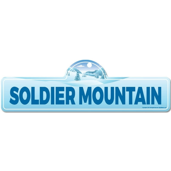 Soldier Mountain Street Sign | Indoor/Outdoor | Skiing Skier Snowboarder Décor for Ski Lodge Cabin Mountian House | SignMission personalized gift