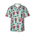 thumbnail image 1 of Soldier Nutcracker Hawaiian Shirts For Men, Summer Short-Sleeve Relaxed-Fit Button-Down Shirts Small, 1 of 9
