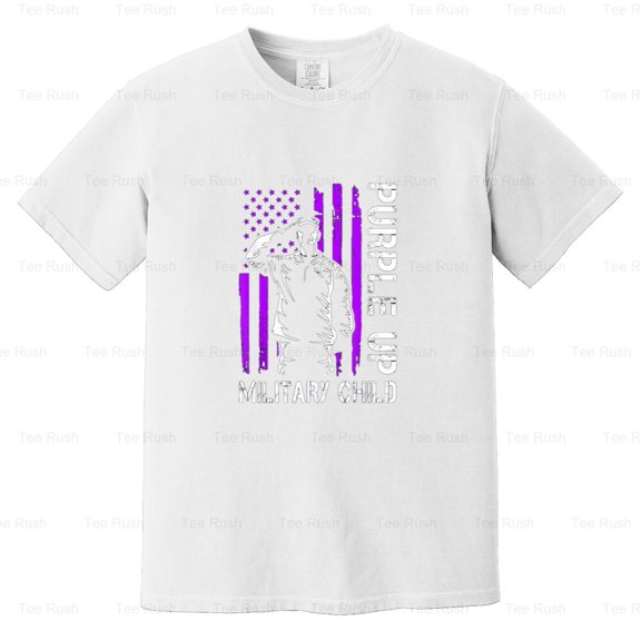 Soldier Purple Up Military Child Month Flag Awareness, Support, USA, Comfort Color T-Shirt Unisex, up to 4XL