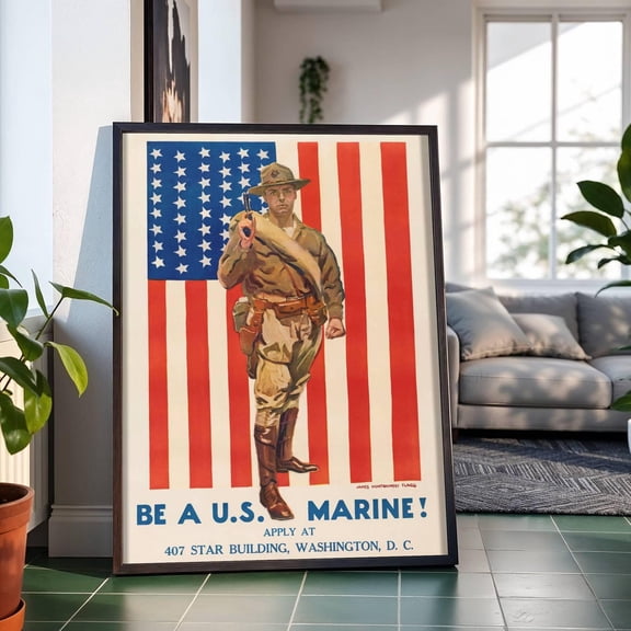 Soldier Recruitment American Flag Vintage War Advertisement Unframed Paper Print