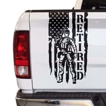 Soldier Retired Enlisted Man Veteran Fighter U.S. Army USAF USMC Distressed American USA US Flag Truck Tailgate Vinyl Decal Fits Most Pickup Trucks - Military Sticker (11" x 20", Black)